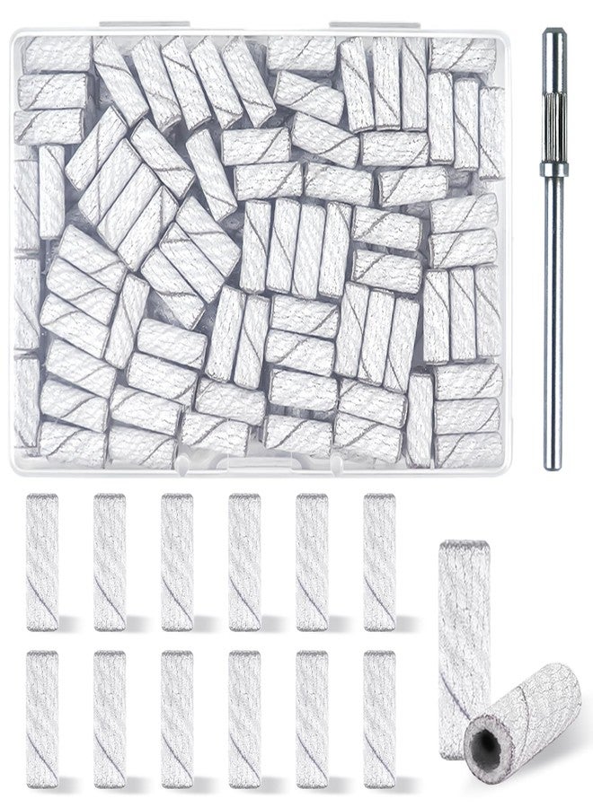 TKYZMS 100 Pcs 240 Grit White Small Sanding Bands Nail Drill Bit,Nail Drill Bits,Extreme Fine Grit mini Sanding Band,Nail Bits,Upgrade 3.1mm Mandrel Bits,Professional Nail Drill Bit for Acrylic Nails - Image 1